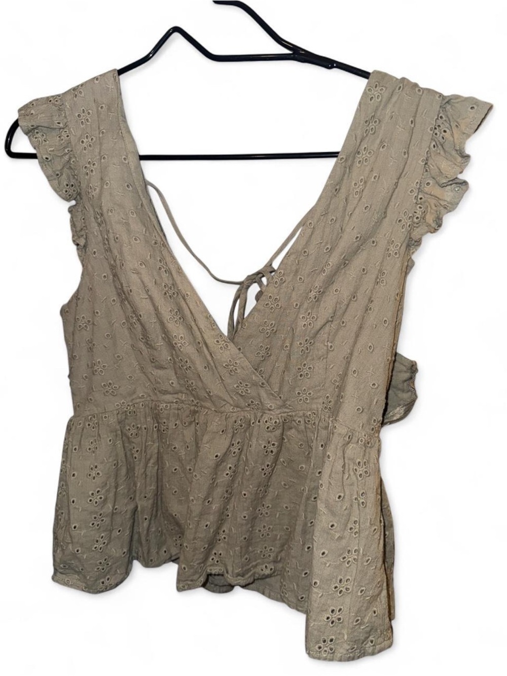 Green/Tan Tie-Back Top
